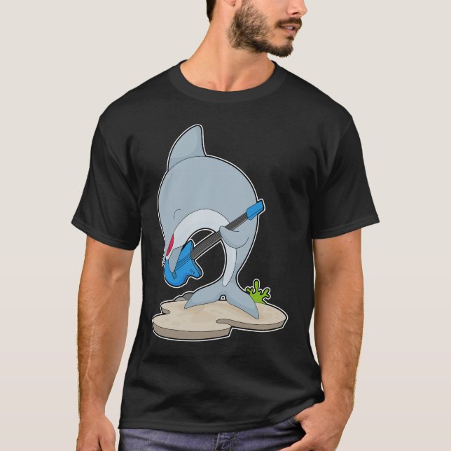 Dolphin Musician Guitar Music T-Shirt (Front)