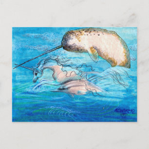 Dolphin, Narwhal and Unicorn Postcard