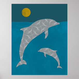 Dolphin Nautical   Poster