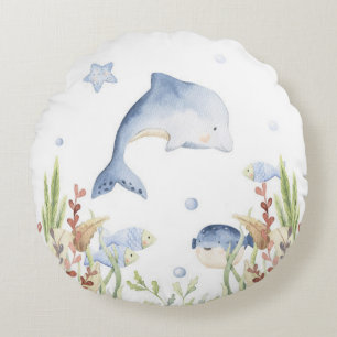 Dolphin Nursery decor, Under the sea Round Cushion