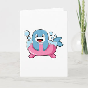 Dolphin on Bathtub Card