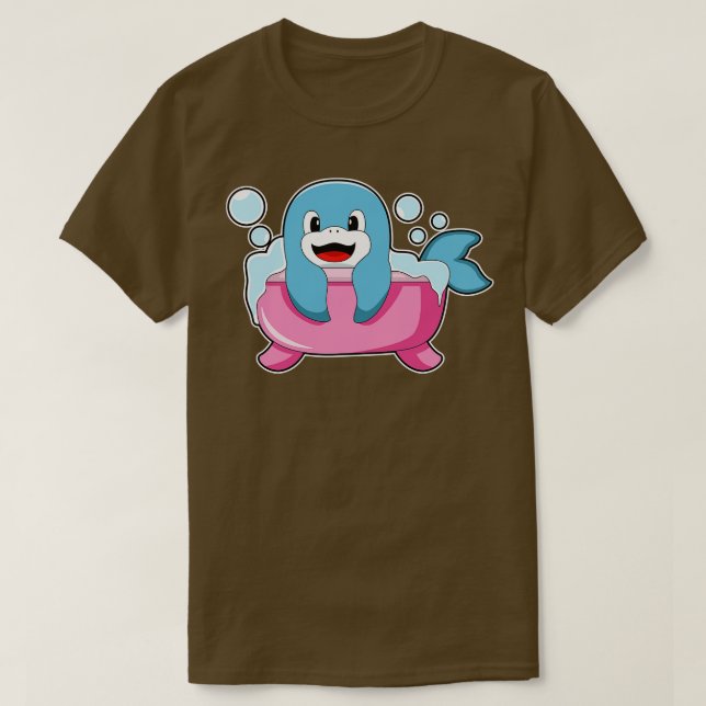 Dolphin On Bathtub  T-Shirt (Design Front)