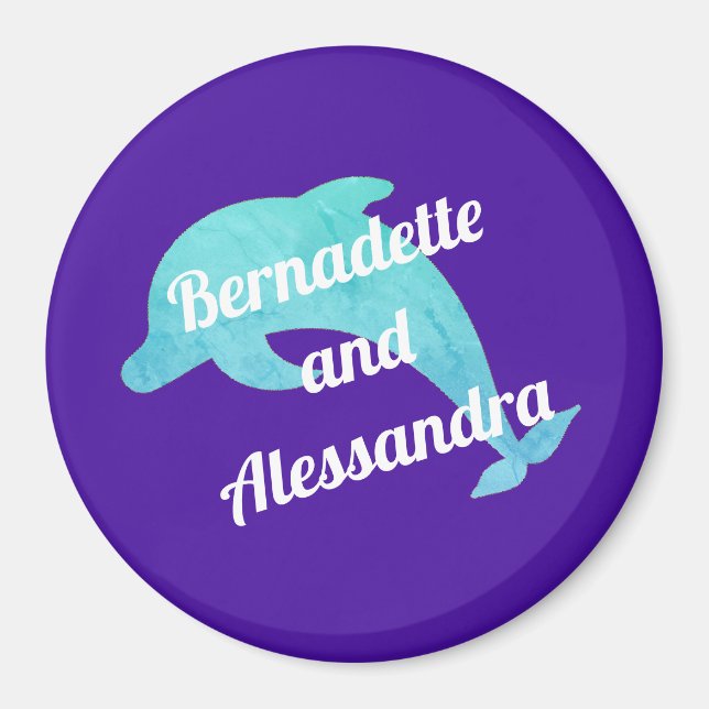 Dolphin on Purple Stateroom Door Marker Magnet (Front)