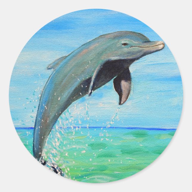 Dolphin Painting Classic Round Sticker (Front)