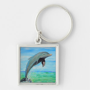 Dolphin Painting Key Ring
