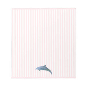 Dolphin Painting Nautical Pink Stripe Preppy Notepad