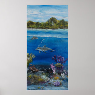 Dolphin painting on poster