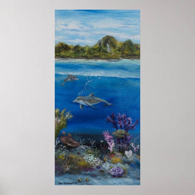 Dolphin painting on poster (Front)