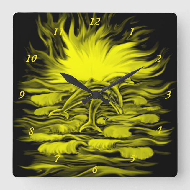 Dolphin pair in the Sunshine Square Wall Clock (Front)