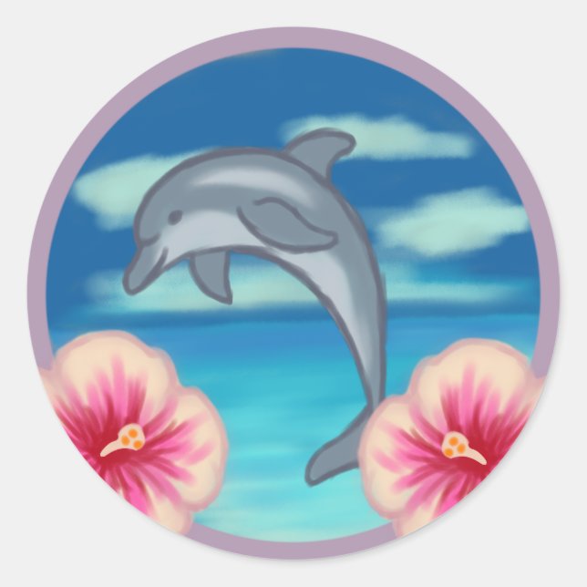 Dolphin Paradise Classic Round Sticker (Front)
