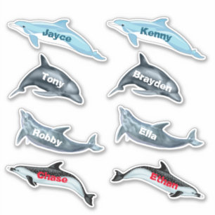 Dolphin Party Stickers With Names