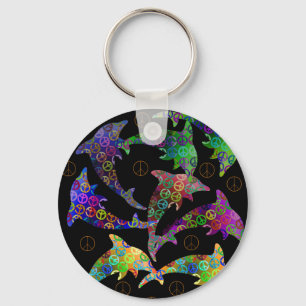 Dolphin Peace Keychain