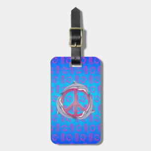 Dolphin Peace Pink Luggage Tag