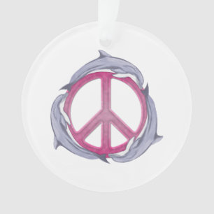 Dolphin Peace Pink Ornament
