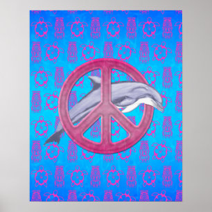 Dolphin Peace Pink Poster