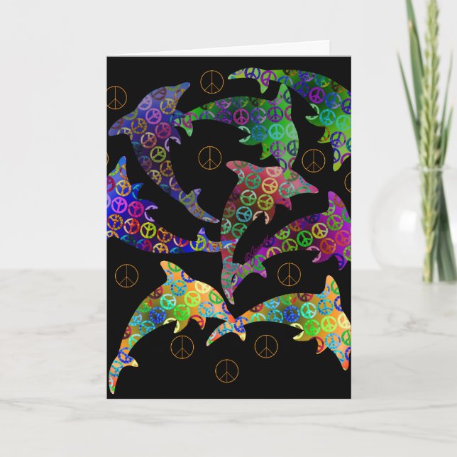 Dolphin Peace Pod Greeting Card (Front)
