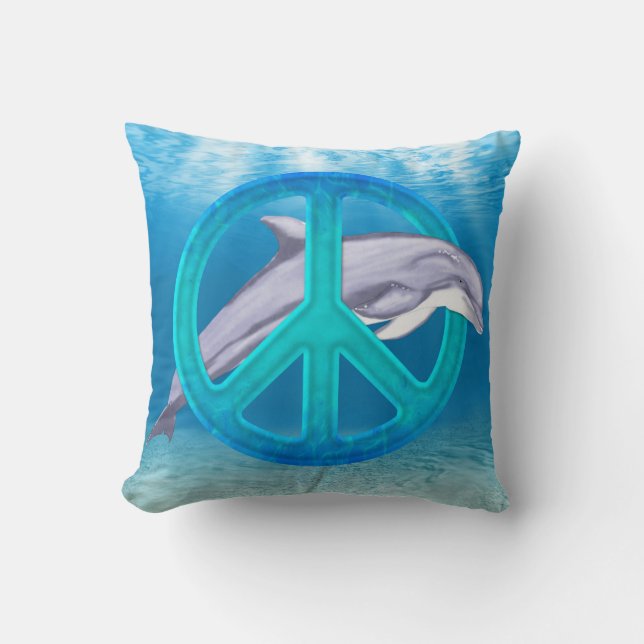 Dolphin Peace Symbol Cushion (Front)
