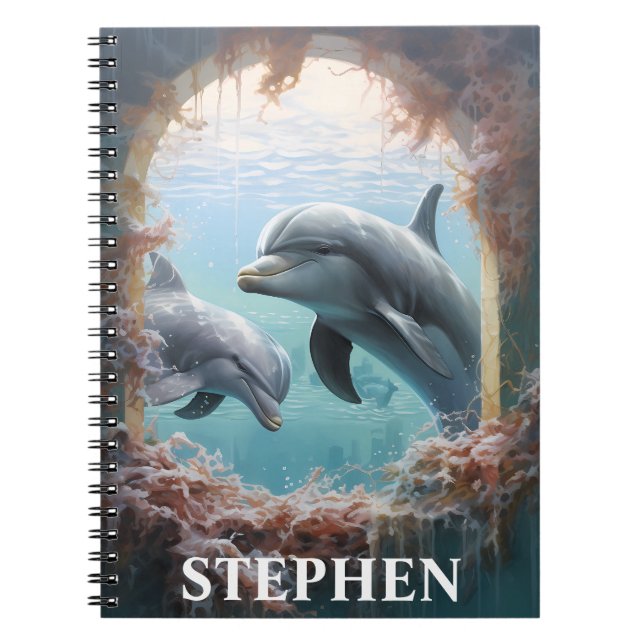 Dolphin Peeking Personalised  Notebook (Front)
