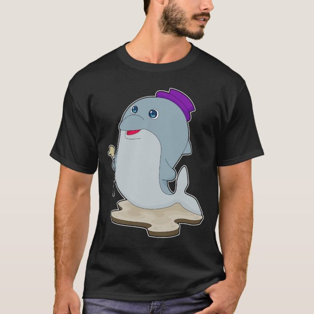 Dolphin Pensioner Walking stick T-Shirt (Front)