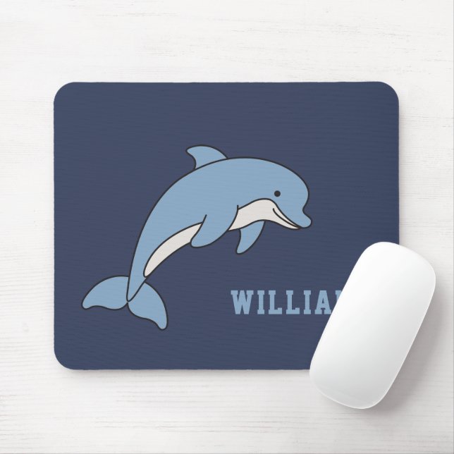 Dolphin Personalised Custom Name Back To School Mouse Mat (With Mouse)