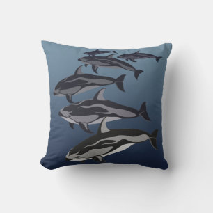 Dolphin Pillow White Sided Dolphin Throw Pillow