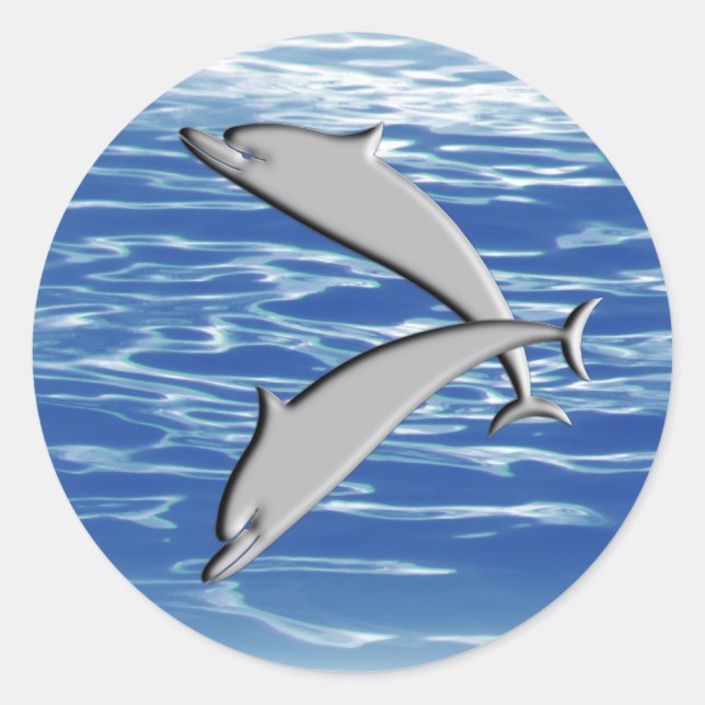 Dolphin Play Classic Round Sticker (Front)
