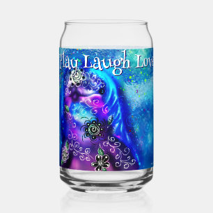 Dolphin Play Laugh Love Whimsical Painting Art Can Glass
