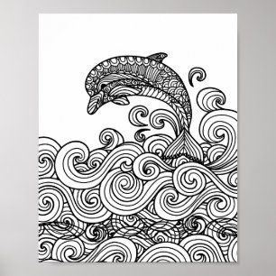 Dolphin Playing - Colour Your Own Art Poster
