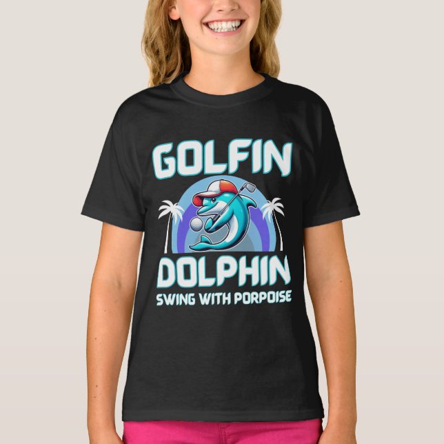 Dolphin playing golf shirt | Gift for dad (Front)