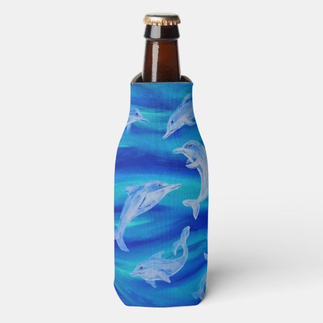 Dolphin Pod Bottle and Can Huggies Bottle Cooler (Bottle Front)