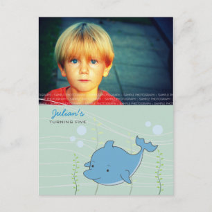 Dolphin Pool Birthday Party Invite PostCard