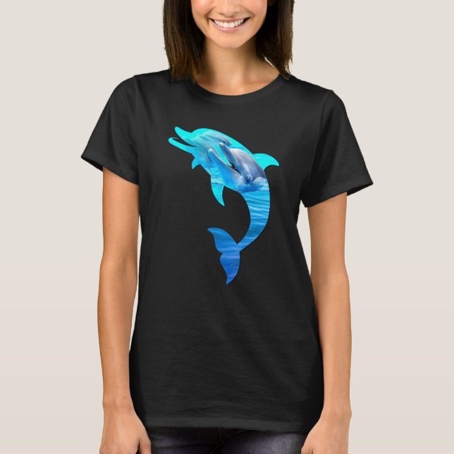 Dolphin Porpoise Silhouette 1 Earth Day Ocean Week T-Shirt (Front)