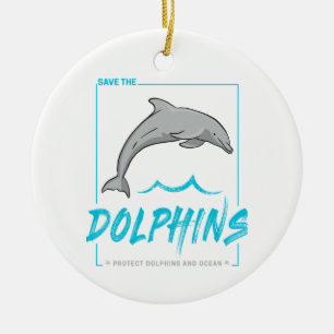 Dolphin Protect The Porpoise And Ocean Vintage Ceramic Tree Decoration