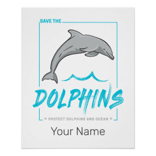 Dolphin Protect The Porpoise And Ocean Vintage Poster