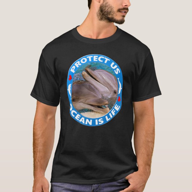 Dolphin Protection Ocean Sea Shield T-Shirt (Front)
