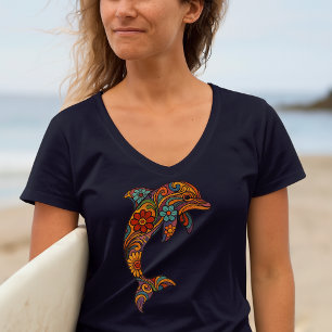 Dolphin Retro Psychedelic Art T-Shirt