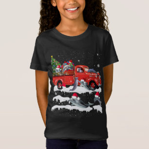 Dolphin Riding Red Truck Merry Christmas X-mas Ugl T-Shirt