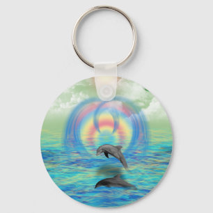 Dolphin Rising Key Ring