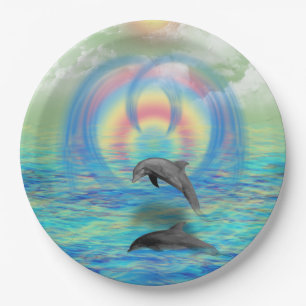 Dolphin Rising Paper Plate