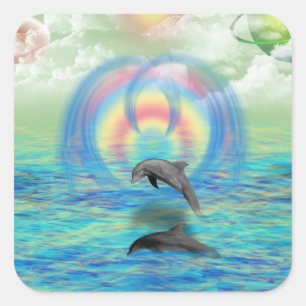 Dolphin Rising Square Sticker