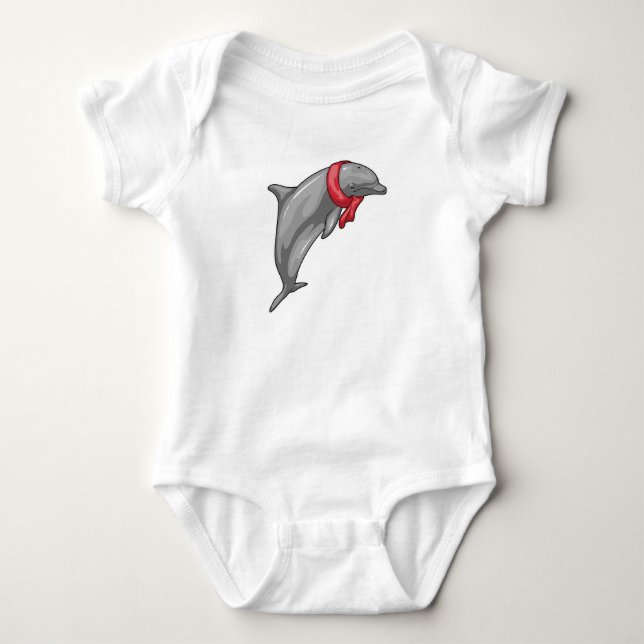 Dolphin Scarf Baby Bodysuit (Front)