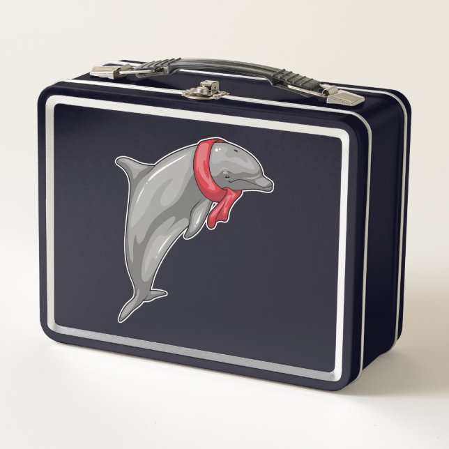 Dolphin Scarf Metal Lunch Box (Front)