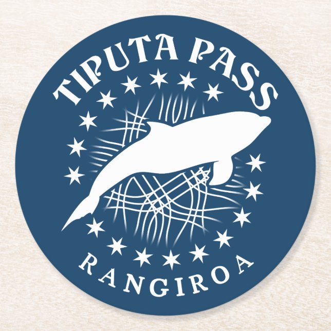 Dolphin Scuba Diving Rangiroa Lagoon - Tiputa Pass Round Paper Coaster (Front)