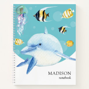 Dolphin Sea Life Marine Fish Personalised Name Notebook