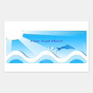 Dolphin sea rectangular stickers (your text here)