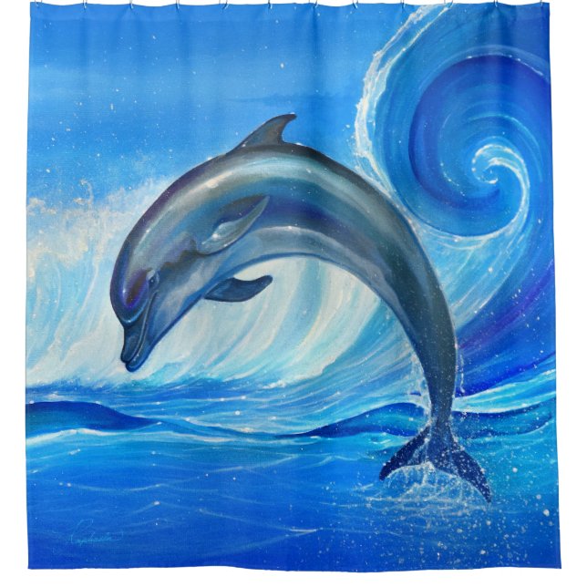 Dolphin Shower Curtain Bath Accessories (Front)