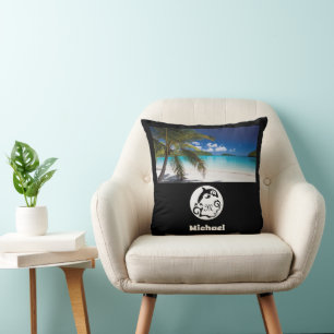 Dolphin Silhouette Monogram Photo Cushion
