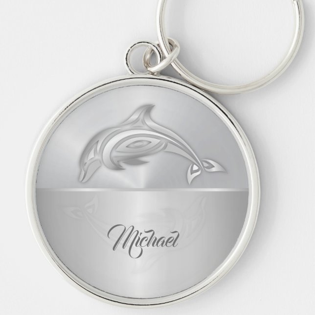 Dolphin  Silver Monogram Key Ring (Front)