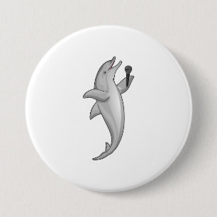 Dolphin Singer Microphone 7.5 Cm Round Badge