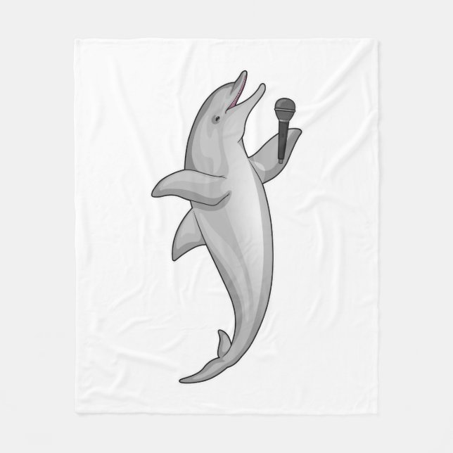Dolphin Singer Microphone Fleece Blanket (Front)
